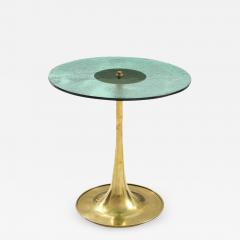 Round Soft Green Murano Glass and Brass Martini or Side Table Italy 24 75 H - 3341325