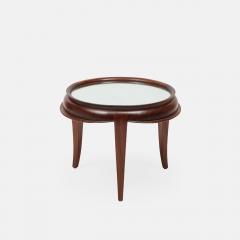 Round Tripod Mirror Glass Top Mahogany Coffee Table - 4265441