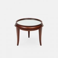 Round Tripod Mirror Glass Top Mahogany Coffee Table - 4265442