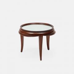 Round Tripod Mirror Glass Top Mahogany Coffee Table - 4265443
