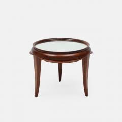 Round Tripod Mirror Glass Top Mahogany Coffee Table - 4265446