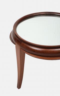 Round Tripod Mirror Glass Top Mahogany Coffee Table - 4265447