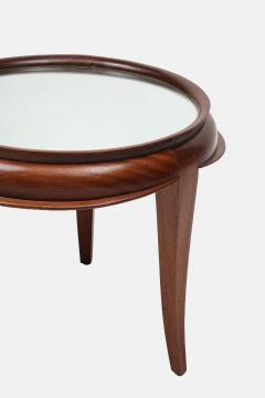 Round Tripod Mirror Glass Top Mahogany Coffee Table - 4265448