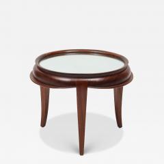 Round Tripod Mirror Glass Top Mahogany Coffee Table - 4267322