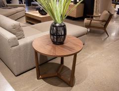 Round Walnut Accent Side Table - 3326051