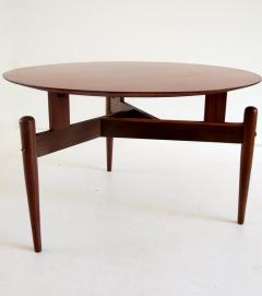 Round Walnut Three Feet Italian Coffee Table circa 1950 - 1713219