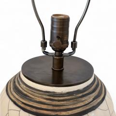 Round White Crackle Table Lamp with Black Rim - 4336262