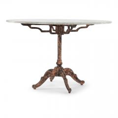 Round White Marble Top Table Upon Painted Iron Base - 3087034