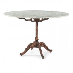 Round White Marble Top Table Upon Painted Iron Base - 3087035