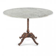 Round White Marble Top Table Upon Painted Iron Base - 3087037
