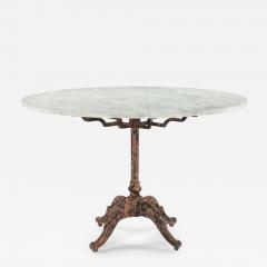Round White Marble Top Table Upon Painted Iron Base - 3088789