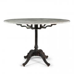 Round White Marble Top Table Upon Painted Iron Base - 3990325