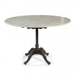 Round White Marble Top Table Upon Painted Iron Base - 3990326