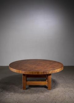 Round pine coffee table - 3792763