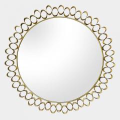Round sculptural brass midcentury style mirror - 4093368