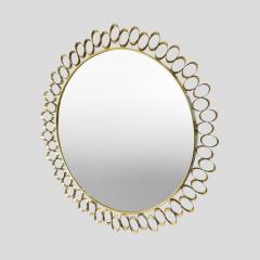 Round sculptural brass midcentury style mirror - 4093369