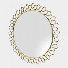 Round sculptural brass midcentury style mirror - 4093371