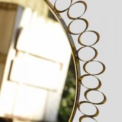 Round sculptural brass midcentury style mirror - 4093374