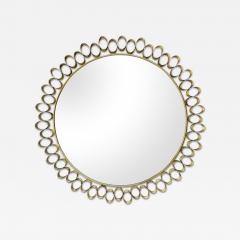 Round sculptural brass midcentury style mirror - 4095406
