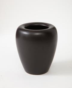 Rounded Matte Black French MidCentury Ceramic Vase France c 1950 s - 2692384