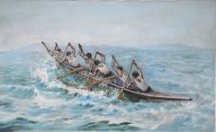 Rowing Crew At Sea Oil Painting - 3204972