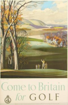 Rowland Hilder Come to Britain for Golf Vintage Travel Poster Circa 1952 - 3472188