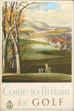 Rowland Hilder Come to Britain for Golf Vintage Travel Poster Circa 1952 - 3479324