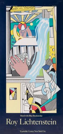 Roy Lichtenstein Photo of Mural with Blue Brushstroke Maquette by Roy Lichtenstein - 4400477