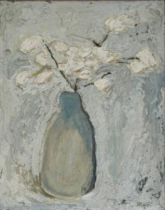 Roy Moyer Textured Still Life with Vase and White Blooms by Roy Moyer - 4701030