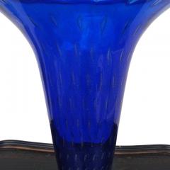 Royal Blue Hand Blown Murano Vase Attributed to Gabbiani Venezia - 2566283