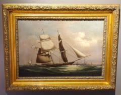 Royal Navy Gun Brig Oil Painting on Canvas Early 19th Century - 3191279