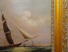 Royal Navy Gun Brig Oil Painting on Canvas Early 19th Century - 3191285