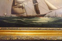 Royal Navy Gun Brig Oil Painting on Canvas Early 19th Century - 3191287