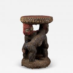 Royal Stool covered in glassbeads and supported by two Interlaced Figures - 4267351