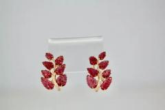 Rubellite Carved Leaf Earrings 17 5 Carats 14K - 3455185