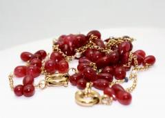Ruby Bead Drop Necklaces Seed Pearls Sapphire Doubled 14 Karat - 3448844