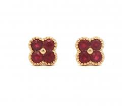 Ruby Clover Yellow Gold Stud Earrings - 4442219