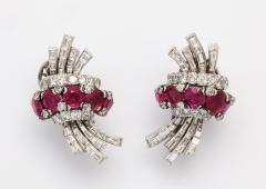 Ruby Diamond Earrings in Platinum - 444838