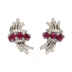 Ruby Diamond Earrings in Platinum - 445794