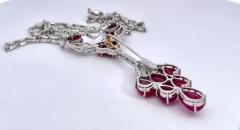 Ruby Diamond Onyx Pendant Brooch 18K - 3974608