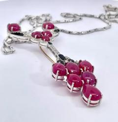 Ruby Diamond Onyx Pendant Brooch 18K - 3974612