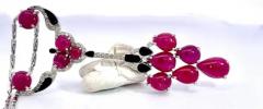 Ruby Diamond Onyx Pendant Brooch 18K - 3974623