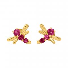 Ruby Dragonfly Stud Earrings in 14K Gold - 3900429