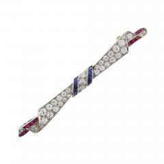 Ruby Sapphire and Diamond Bow Pin - 4738414