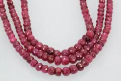 Ruby Triple Strand Bead Necklace with Faceted Ruby and Diamond Stations 18k - 3458959