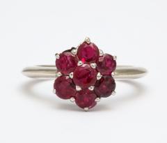 Ruby White Gold and Platinum Flower Ring - 566716