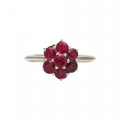 Ruby White Gold and Platinum Flower Ring - 567504