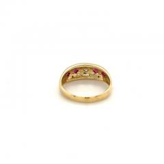 Ruby and Diamond Art Deco Square Pattern Vintage Ring - 3618493