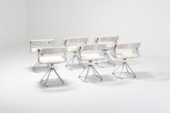 Rudi Verelst Four Postmodern Chromed Steel Wire Swivel Chairs with Ivory Wool Seating - 2039034