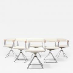 Rudi Verelst Four Postmodern Chromed Steel Wire Swivel Chairs with Ivory Wool Seating - 2040416